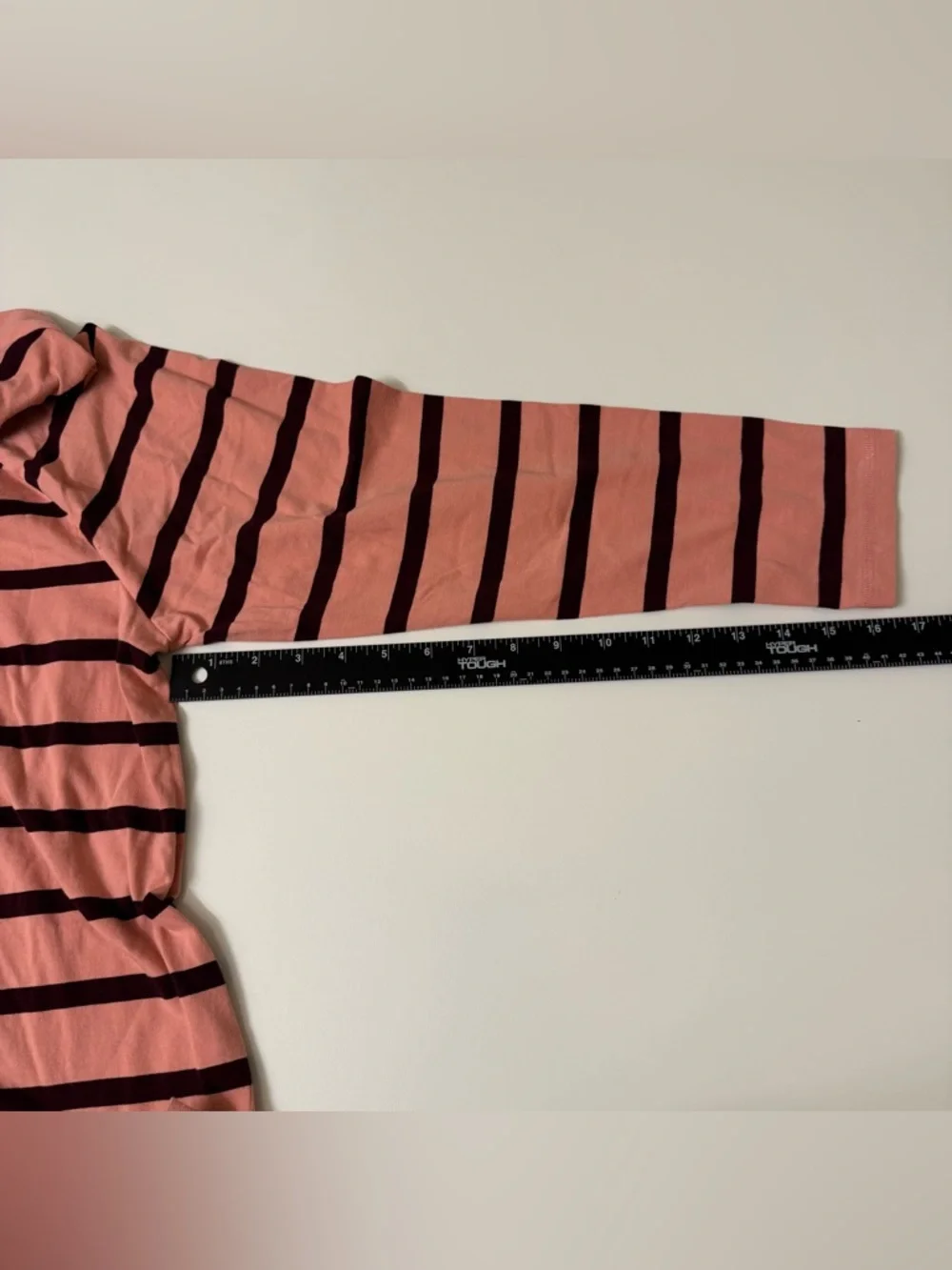 Talbots Pink and Black Striped Button-Shoulder Long Sleeve Top